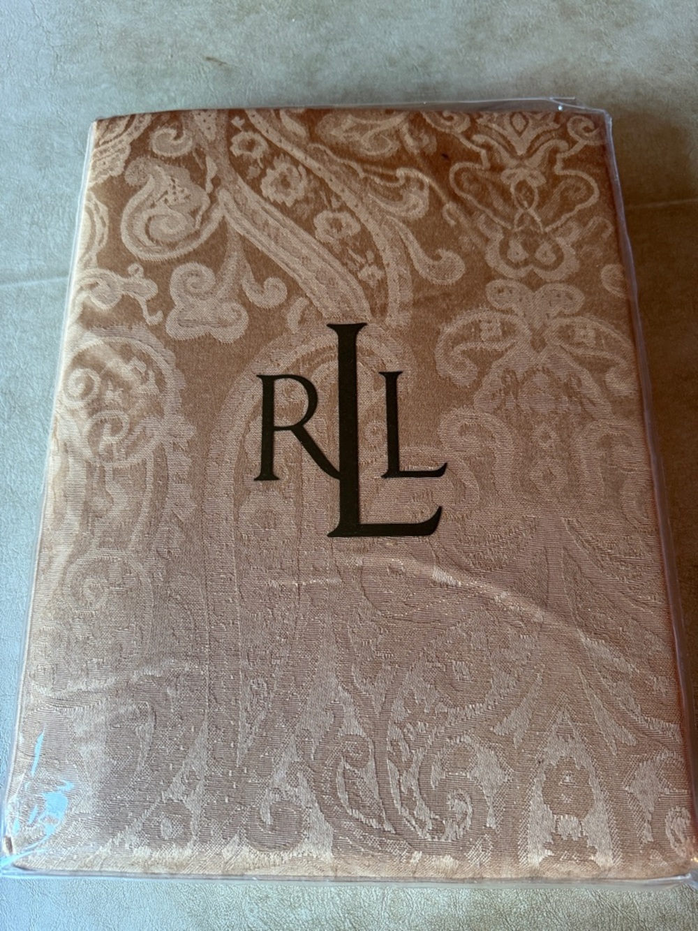Ralph Lauren Damask Gold tablecloth 70 x 104” brand new